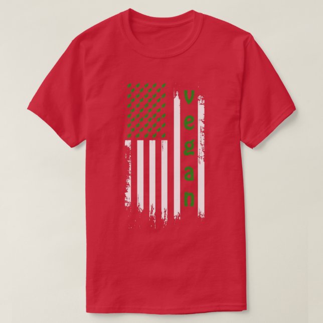 Camiseta Bandera de Veganismo de Estilo de Vida Estadounide (Diseño del anverso)