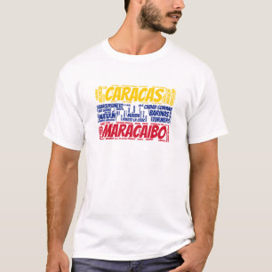 Camiseta Bandera de Venezuela con nombres de ciudades Arte 