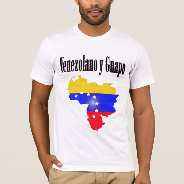 Camiseta Bandera de Venezuela con texto Venezolano y guapo (Anverso)