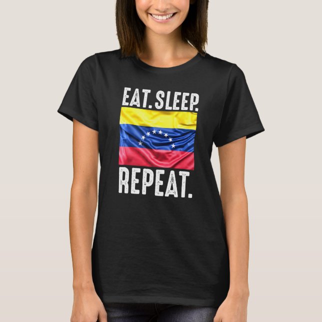 Camiseta Bandera de Venezuela Orgullosa De Dormir Pie Repet (Anverso)