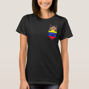 Camiseta Bandera De Venezuela Perro Lapfinés En Bolsillo