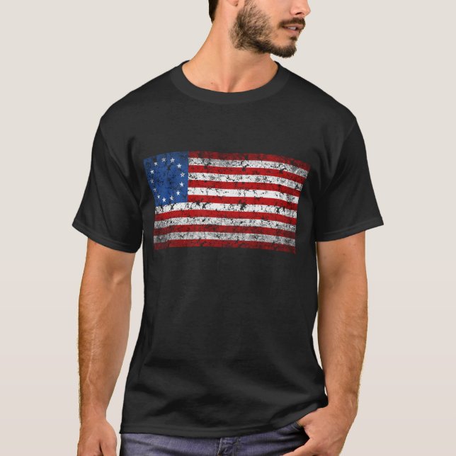 Camiseta Bandera de Vintage Betsy Ross (Anverso)