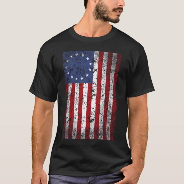 Camiseta Bandera de Vintage Betsy Ross (Anverso)