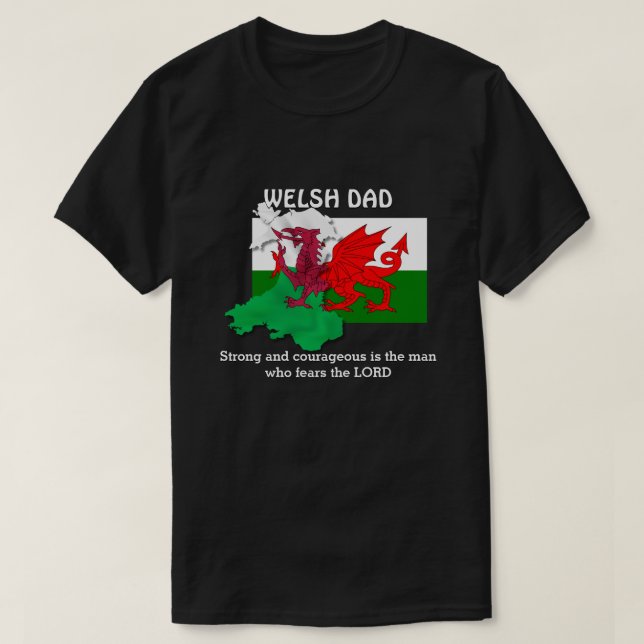 Camiseta Bandera de WELSH DAD del personalizable de Gales (Diseño del anverso)