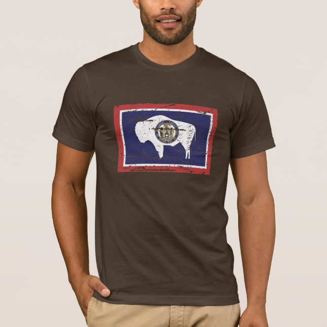 Camiseta Bandera de WYOMING del vintage (Anverso)