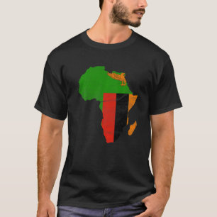 Camiseta Bandera de Zambia Silueta del Continente Africano 