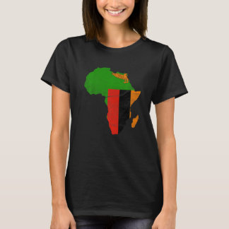 Camiseta Bandera de Zambia Silueta del Continente Africano