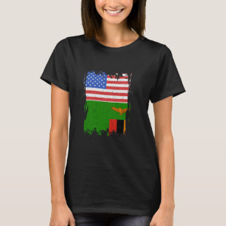 Camiseta Bandera de Zambia USA América Vintage Raíces Zambi