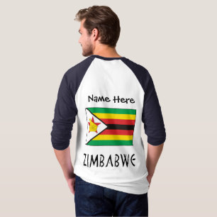 Camiseta Bandera de Zimbabue Nombre Personalizado Negro