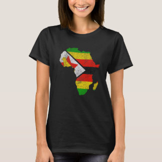 Camiseta Bandera de Zimbabue Silueta del Continente African