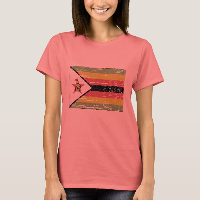 Camiseta Bandera de Zimbabue vintage (Anverso)