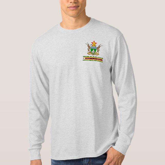 Camiseta Bandera de Zimbabue y Escudo de Armas Patriótico (Anverso)