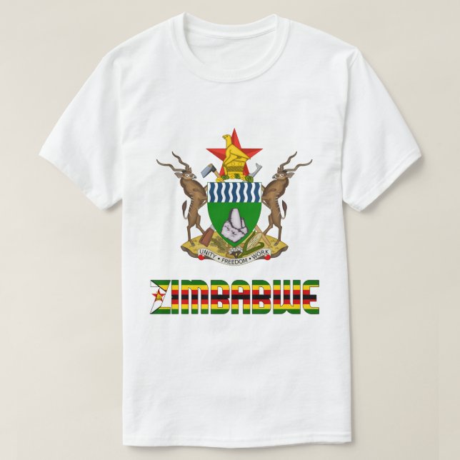 Camiseta Bandera de Zimbabue y Patriótico del Escudo de Arm (Diseño del anverso)