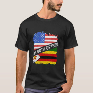 Camiseta Bandera de Zimbabue Zimbabue Soy Ambos EEUU Amer