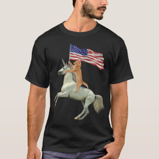 Camiseta Bandera del 4 de julio de Meowica Unicorn Cat dive