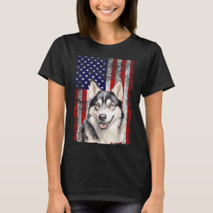 Camiseta Bandera del 4 de julio para amantes del perro Husk