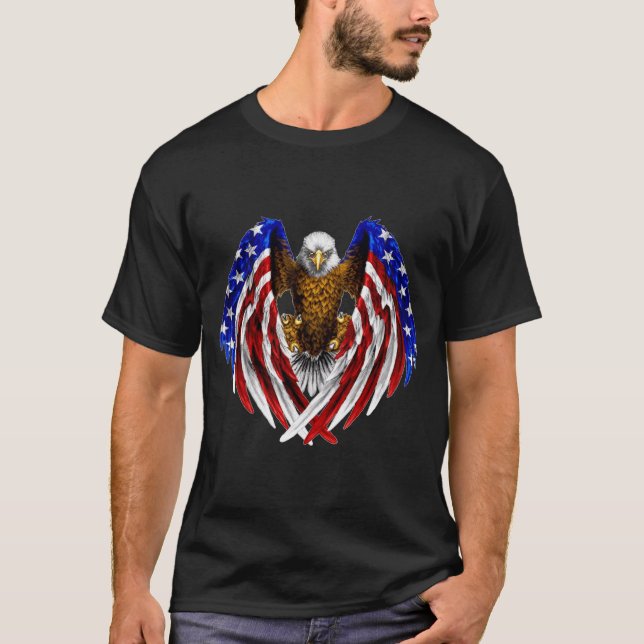 Camiseta Bandera del águila calva del tatuaje de los estado (Anverso)