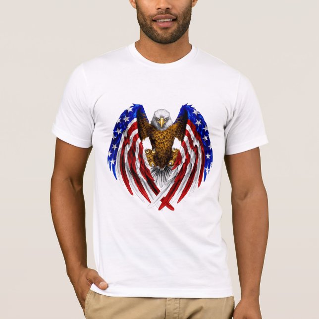 Camiseta Bandera del águila calva del tatuaje de los estado (Anverso)