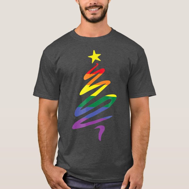 Camiseta Bandera del árbol de Navidad LGBTQ (Anverso)