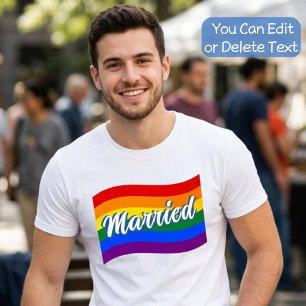 Camiseta Bandera del Arcoíris Casado matrimonio gay Orgullo