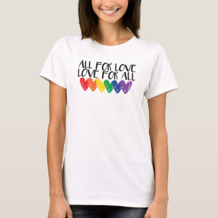 Camiseta Bandera del arcoíris de orgullo gay corazones todo