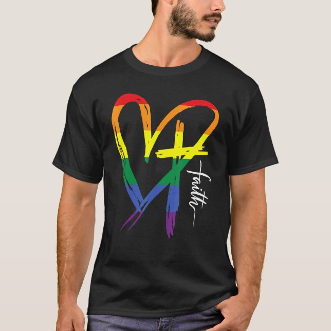Camiseta Bandera del arcoiris del orgullo gay de la Cruz de (Anverso)