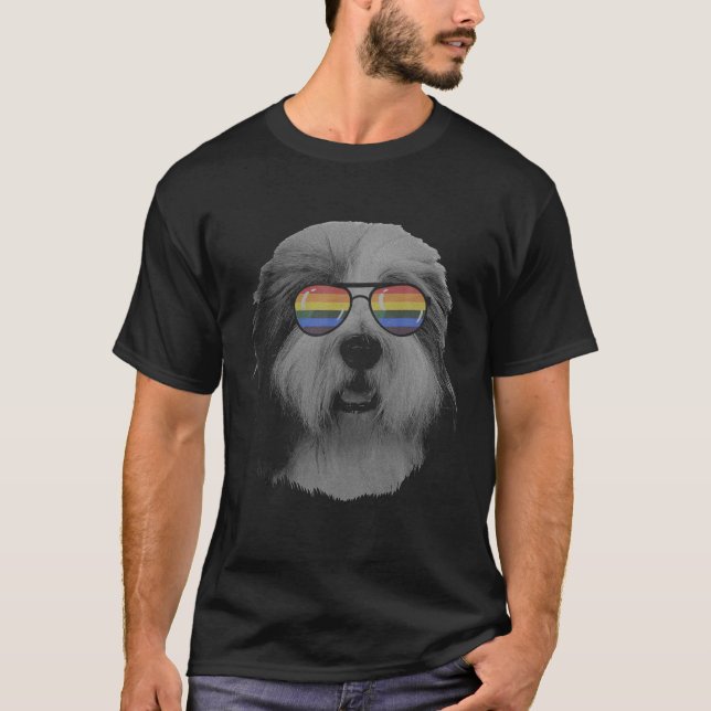 Camiseta Bandera del arcoiris del perro perro del perro del (Anverso)