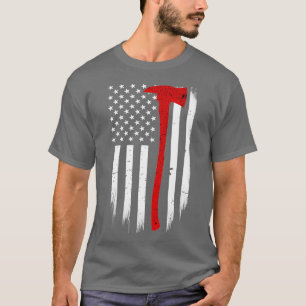 Camiseta Bandera del bombero Línea roja delgada Ax Classic 