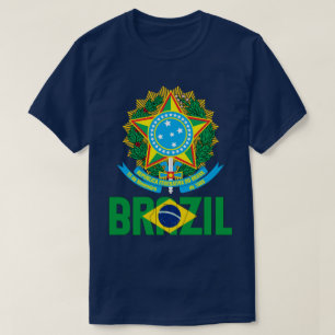 Camiseta Bandera del Brasil y Patriótico Del Escudo De Arma