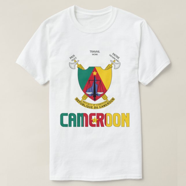 Camiseta Bandera del Camerún y Patriotismo del Escudo de Ar (Diseño del anverso)