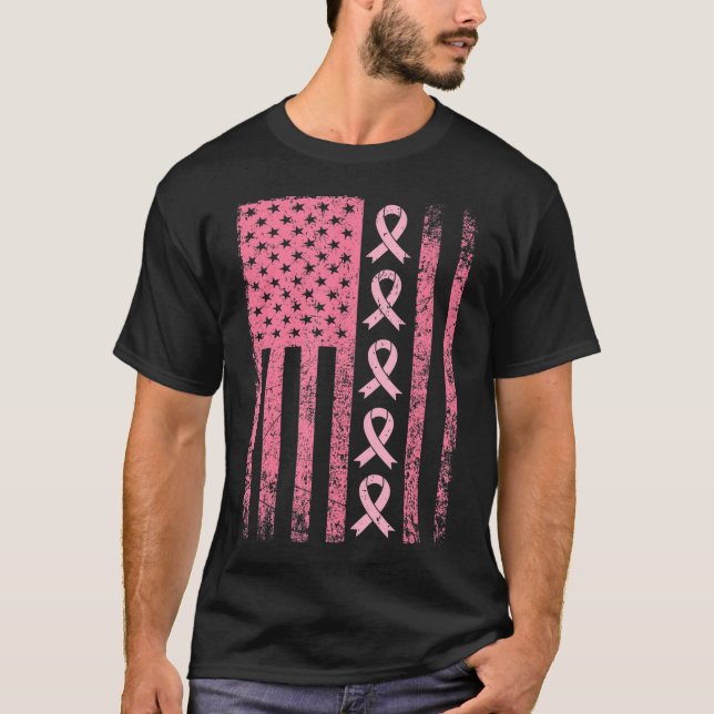 Camiseta Bandera del Cáncer de Mama Sensibilización a la Ci (Anverso)
