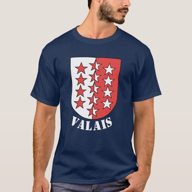 Camiseta Bandera del Cantón de Valais, Suiza (Anverso)