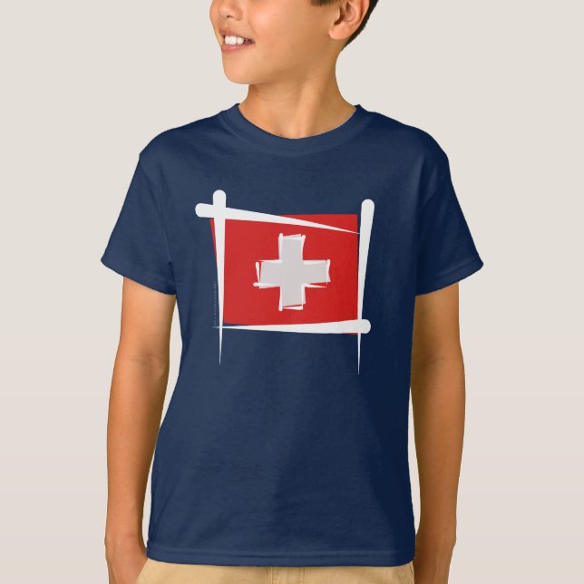 Camiseta Bandera del cepillo de Suiza (Anverso)