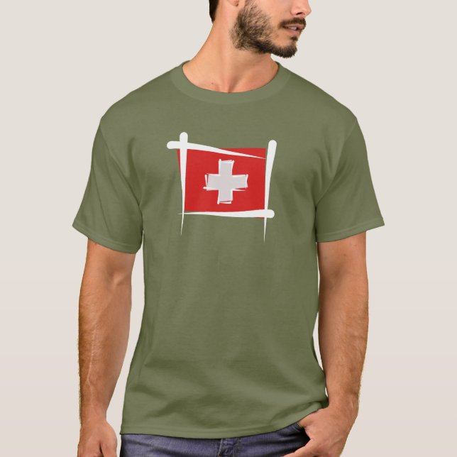 Camiseta Bandera del cepillo de Suiza (Anverso)