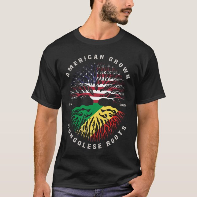 Camiseta Bandera del Congo de los estadounidenses cultivado (Anverso)