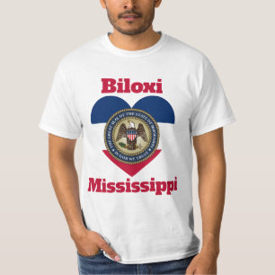 Camiseta Bandera del corazón de Biloxi Mississippi