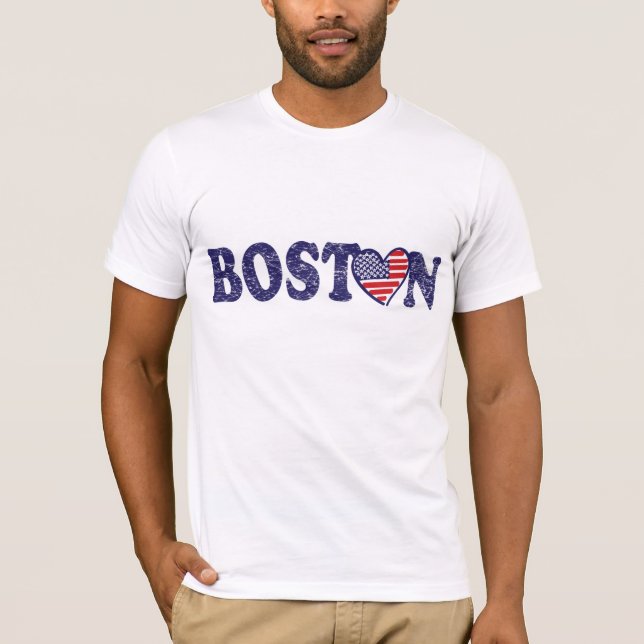 Camiseta Bandera del Corazón de Boston USA (Anverso)