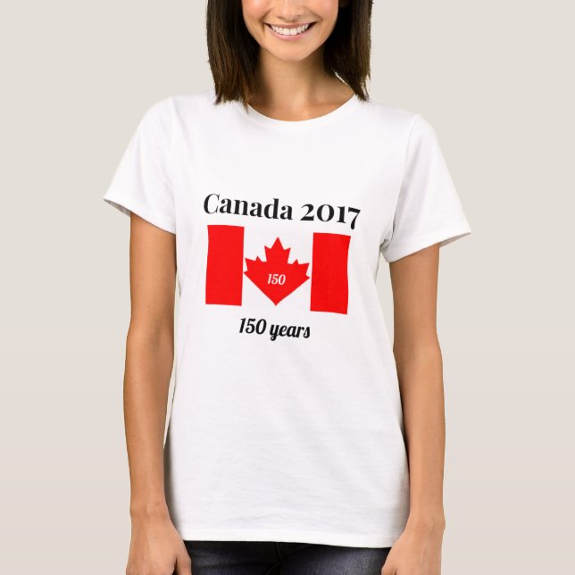 Camiseta Bandera del corazón de Canadá 150 en 2017 (Anverso)