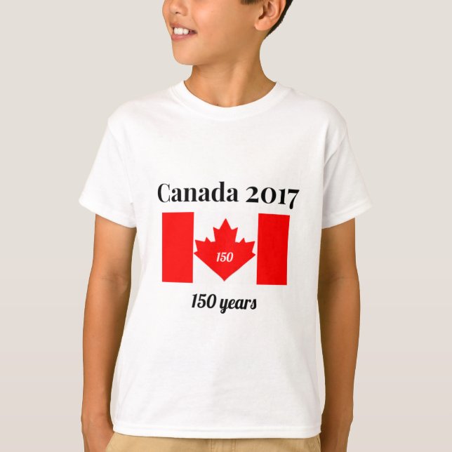 Camiseta Bandera del corazón de Canadá 150 en 2017 (Anverso)