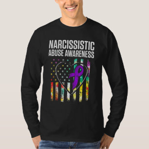 Camiseta Bandera del Corazón de Conciencia de Abuso Narcisi