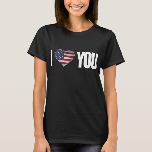 Camiseta Bandera del Corazón de EE.UU. Tee I Love USA (Anverso)