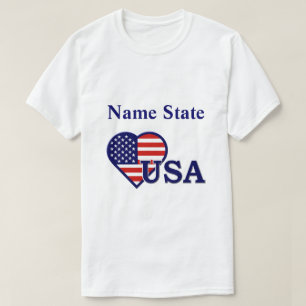 Camiseta Bandera del Corazón de Estados Unidos Mens Nombre 