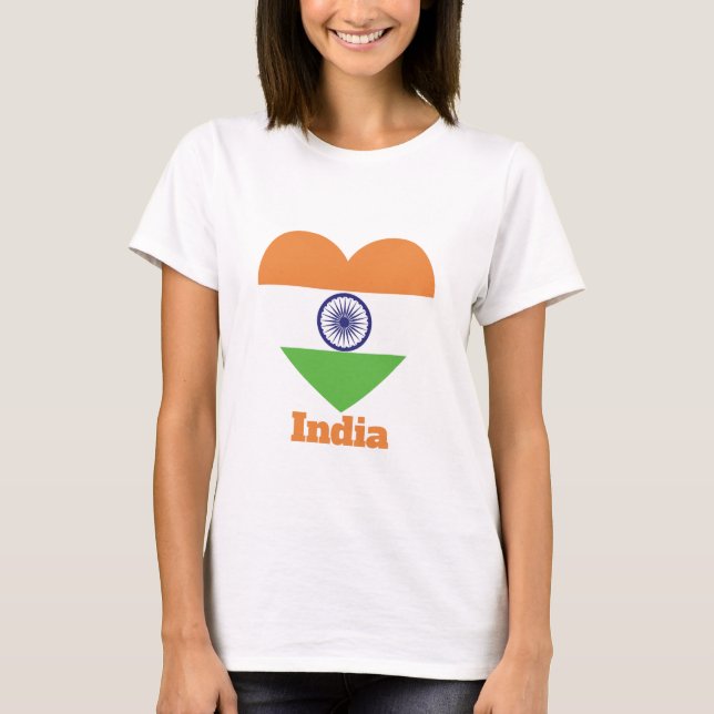 Camiseta Bandera del Corazón de la India (Anverso)
