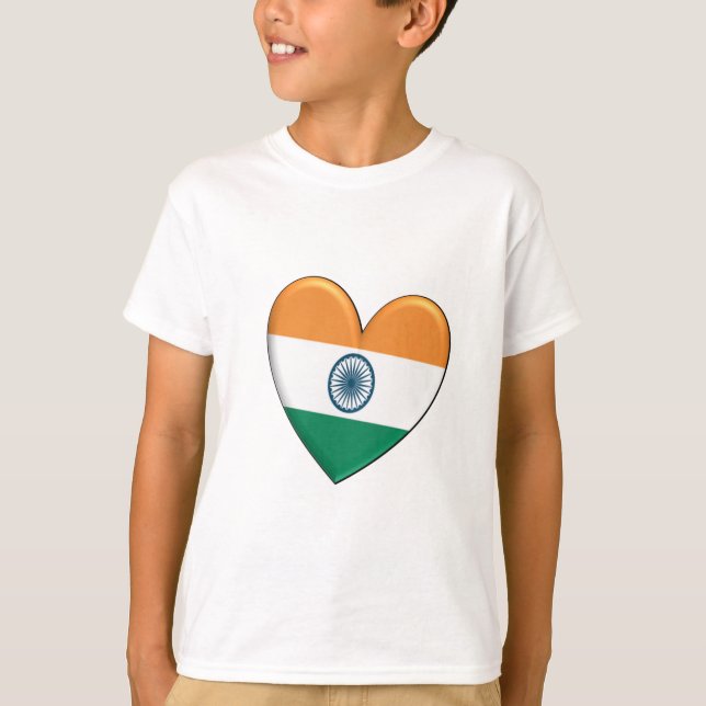 Camiseta Bandera del corazón de la India (Anverso)