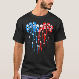 Camiseta Bandera Del Corazón Del Calavero Patriótico 4 De J