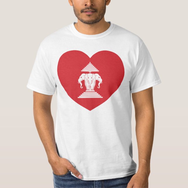 Camiseta Bandera del corazón del elefante Laotian Erawan 3 (Anverso)