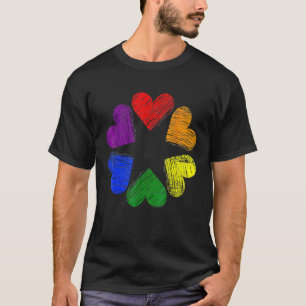 Camiseta Bandera Del Corazón Lgbt Círculo Arcoiris De Coraz