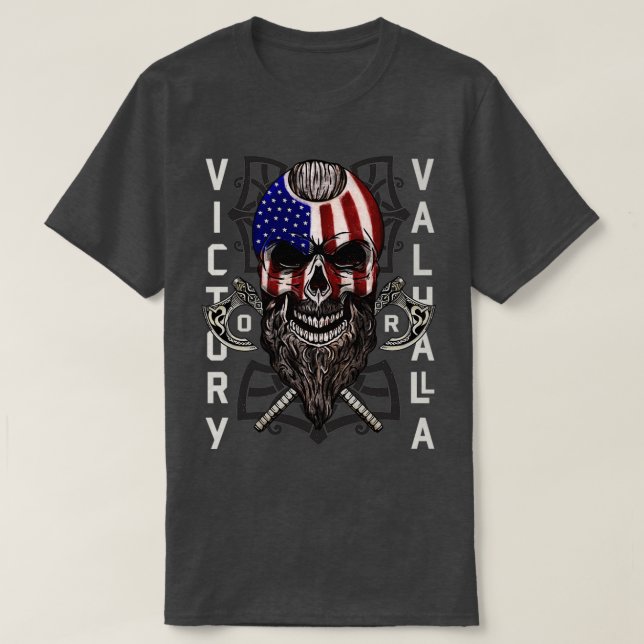 Camiseta Bandera del cráneo de Valhalla Ax (Diseño del anverso)