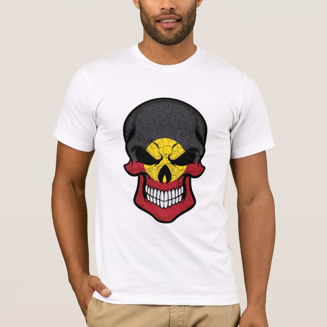 Camiseta Bandera del cráneo sonriente aborigen (Anverso)