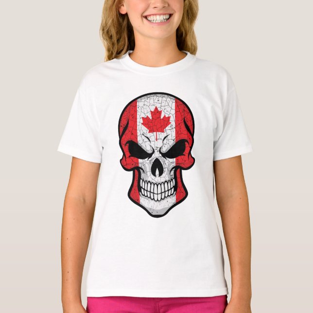 Camiseta Bandera del cráneo sonriente de Canadá (Anverso)